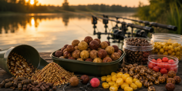 Bester Karpfenköder im Vergleich mit Boilies, Pellets, Mais, Tigernüssen und Pop-Ups am Seeufer