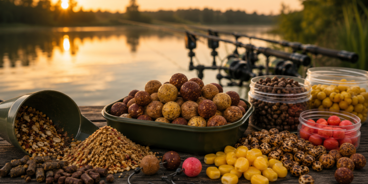 Bester Karpfenköder im Vergleich mit Boilies, Pellets, Mais, Tigernüssen und Pop-Ups am Seeufer