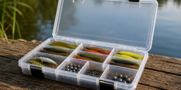 Tacklebox zum Angeln mit Gummifischen, Wobblern und Jigköpfe